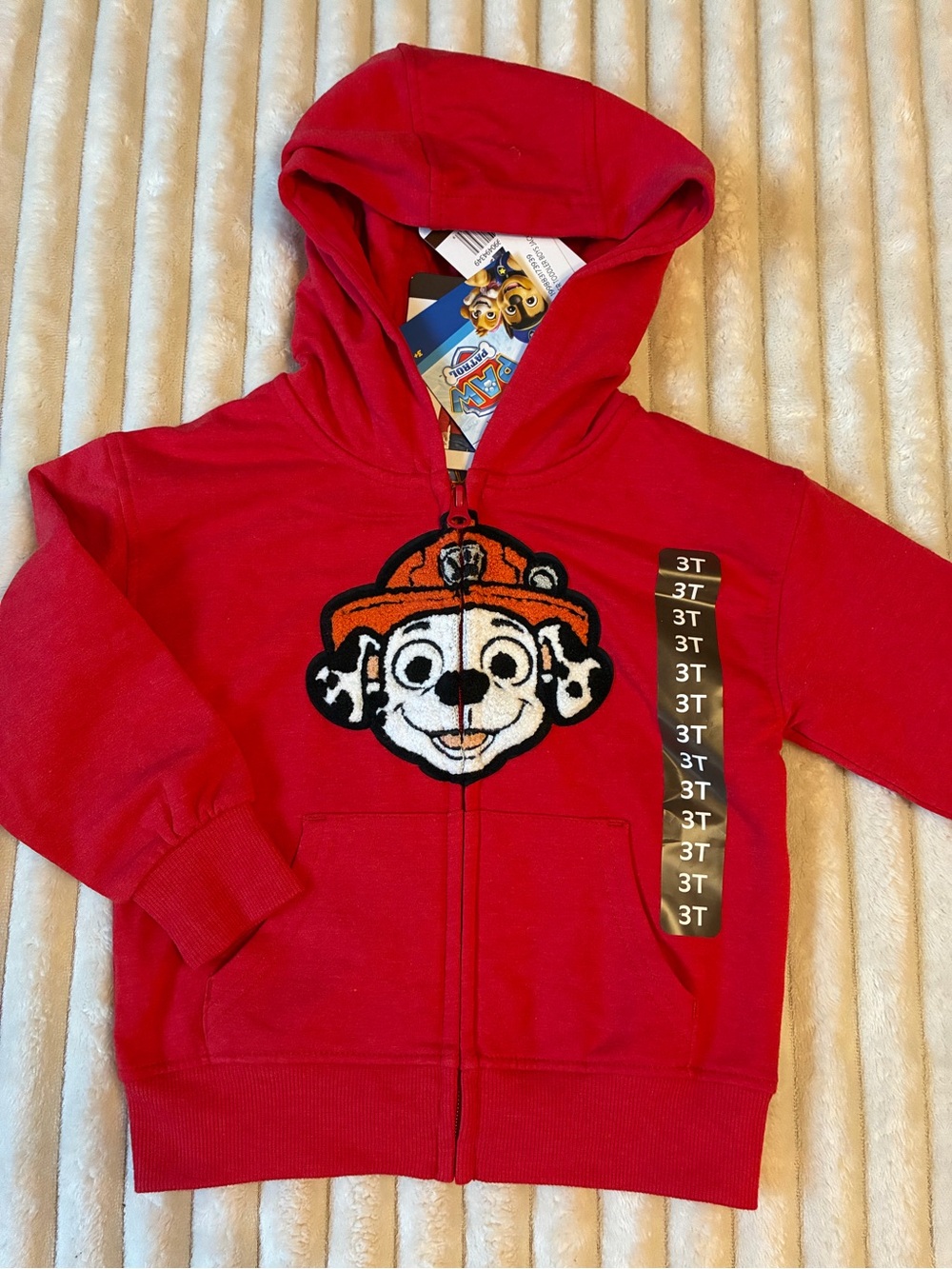 NWT Paw Patrol Marshall Zip Hoodie 3T Red Embroidered Toddler Jacket